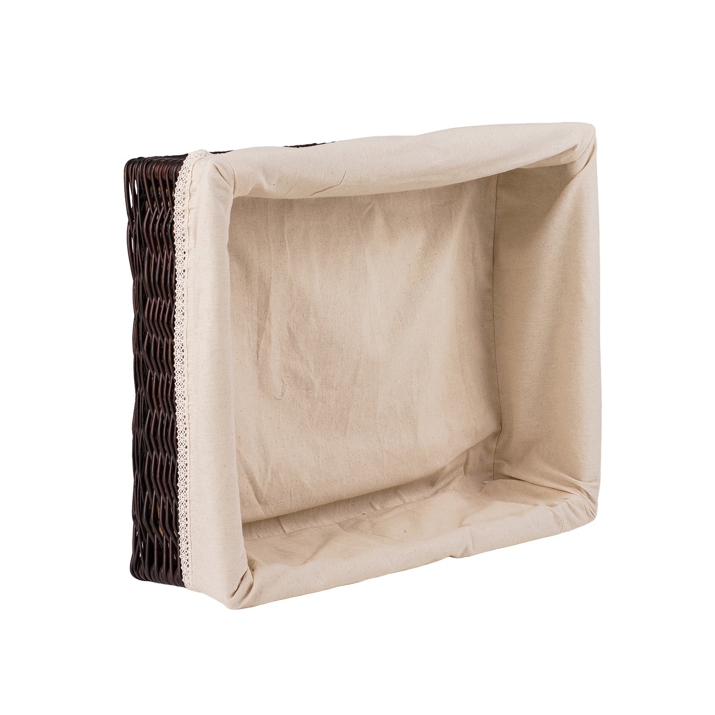 Toneria wiklinowy kosz na pieczywo do ekspozycji z beżowym obszyciem TheWickerStories