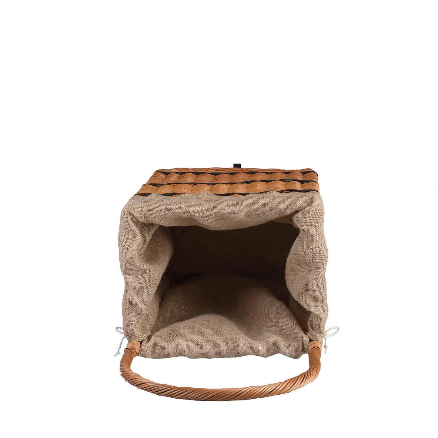 Solette wiklinowy kosz kominkowy z jutowym obszyciem, kółkami i rączką TheWickerStories