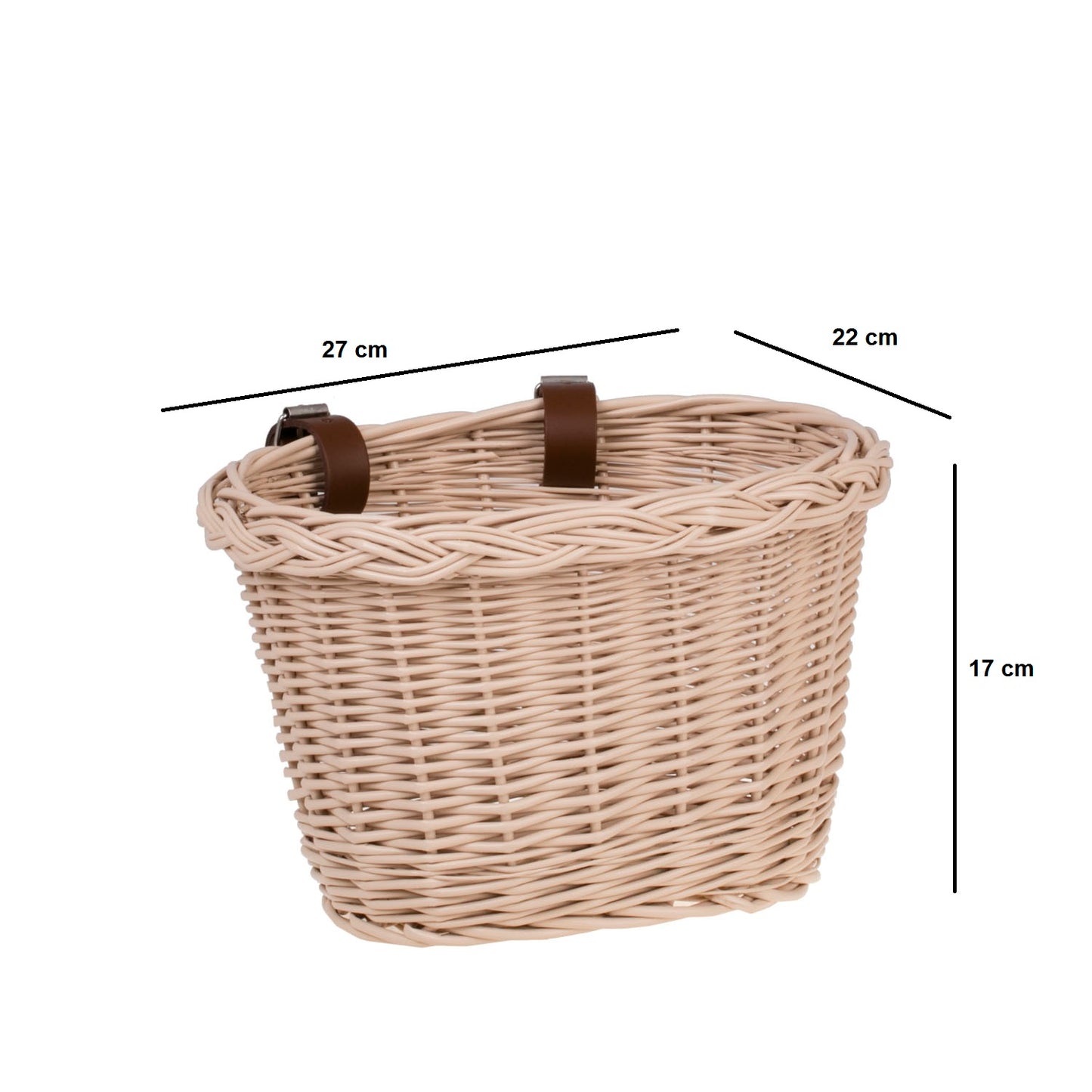 Paulus wiklinowy koszyczek rowerowy z paskami TheWickerStories