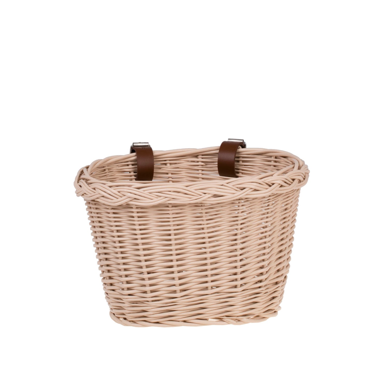 Paulus wiklinowy koszyczek rowerowy z paskami TheWickerStories