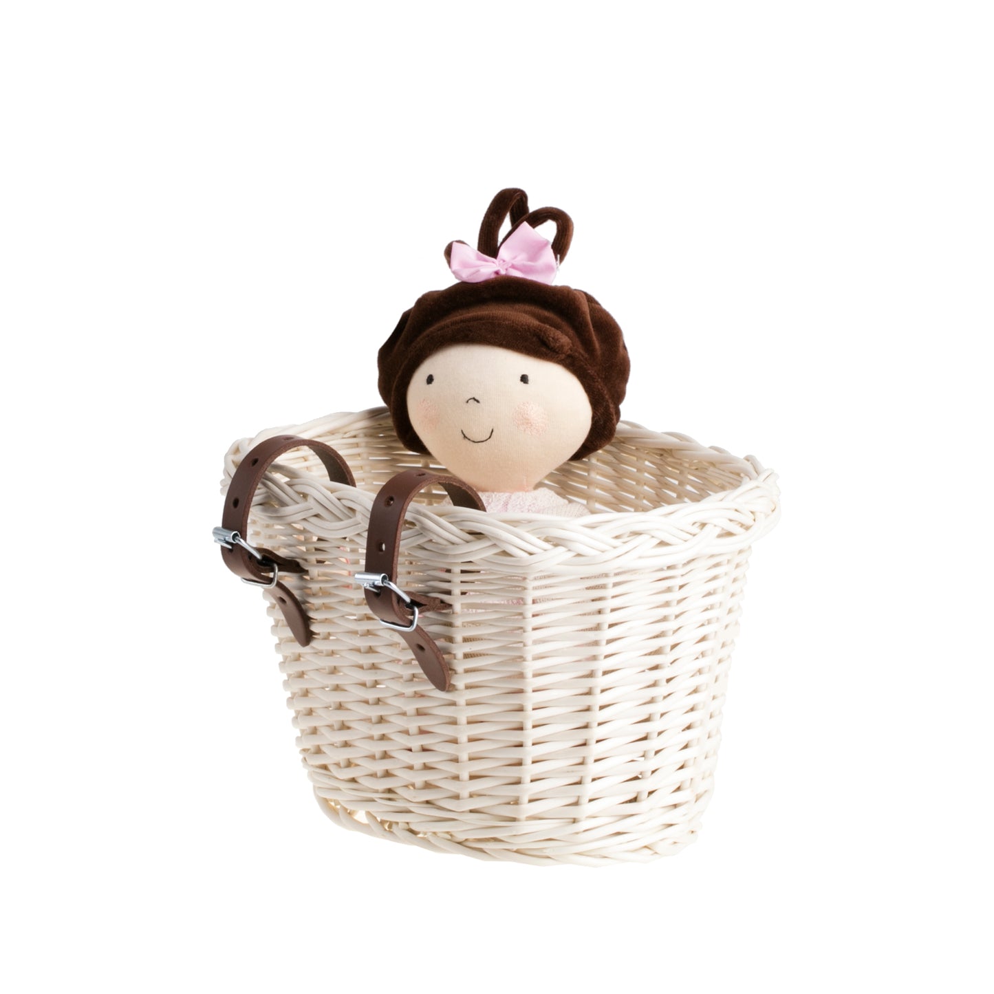 Paulus wiklinowy koszyczek rowerowy z paskami TheWickerStories