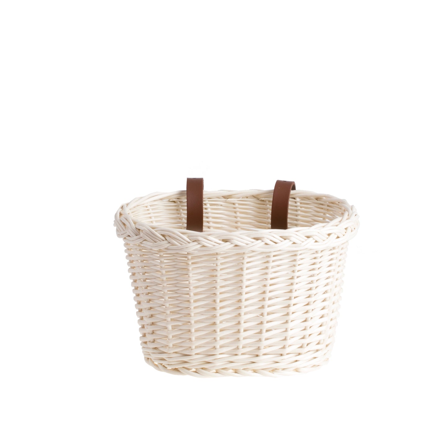 Paulus wiklinowy koszyczek rowerowy z paskami TheWickerStories