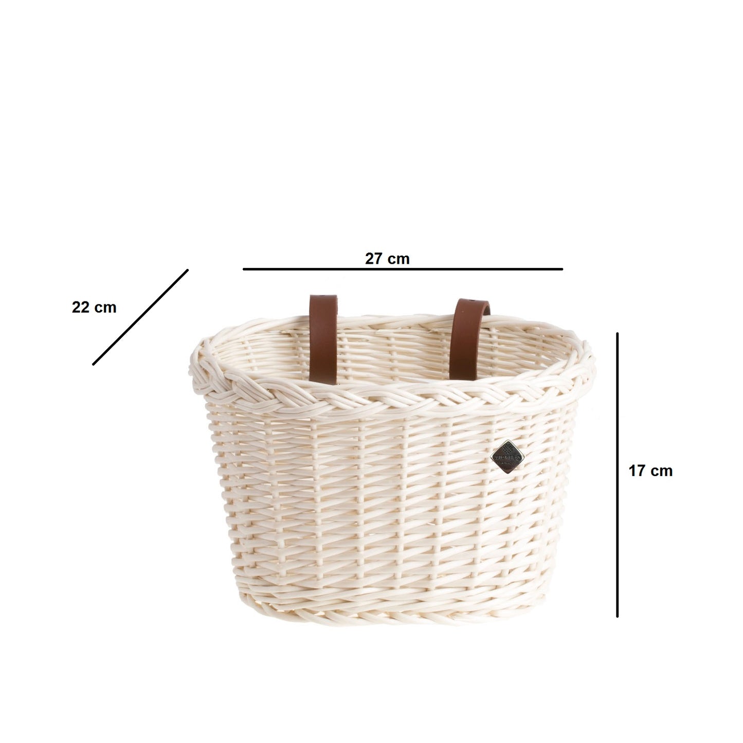 Paulus wiklinowy koszyczek rowerowy z paskami TheWickerStories