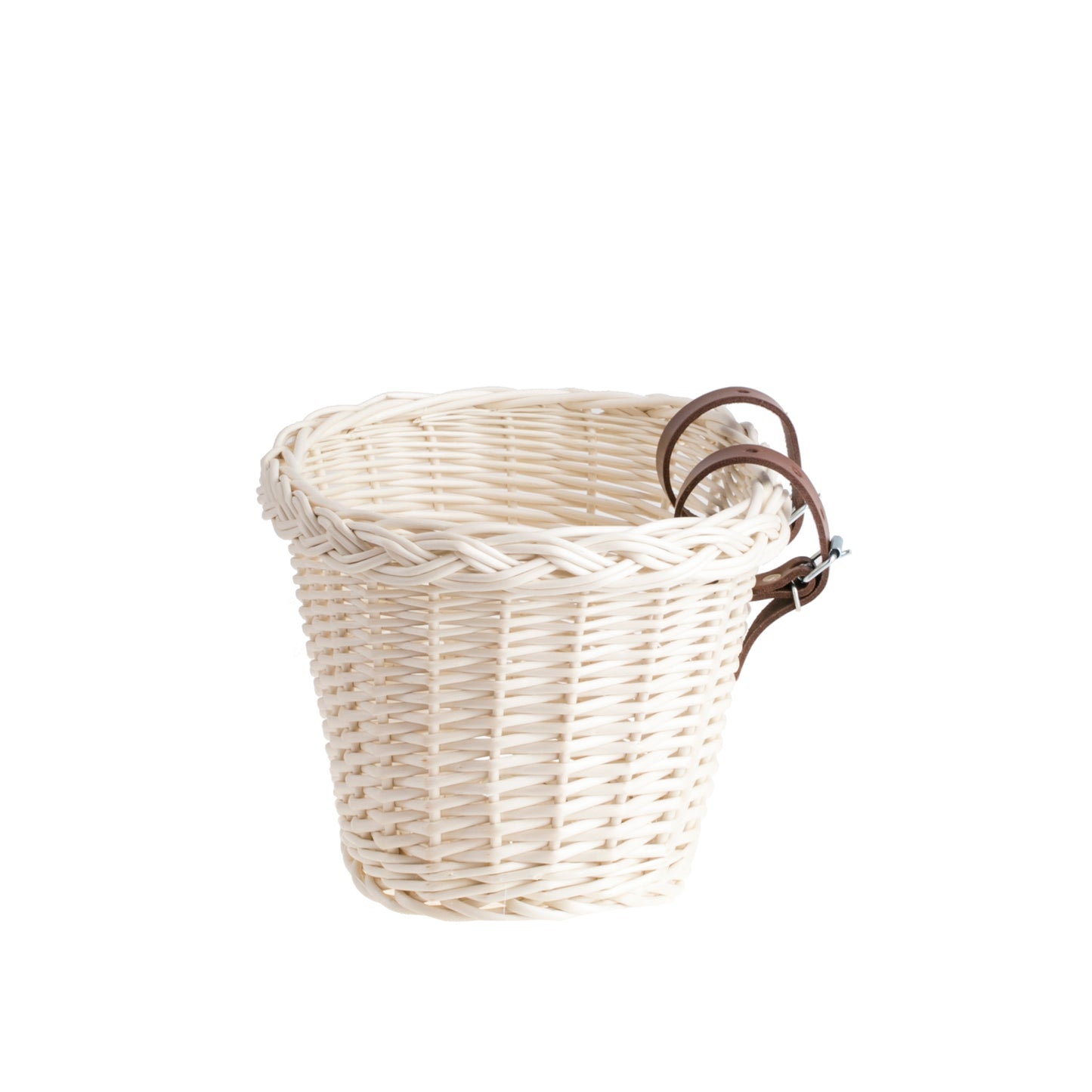 Paulus wiklinowy koszyczek rowerowy z paskami TheWickerStories