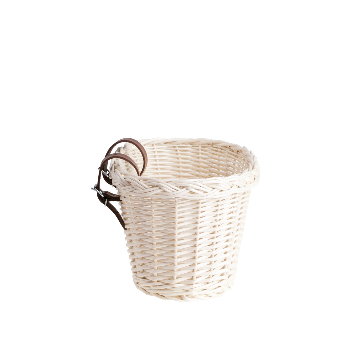 Paulus wiklinowy koszyczek rowerowy z paskami TheWickerStories