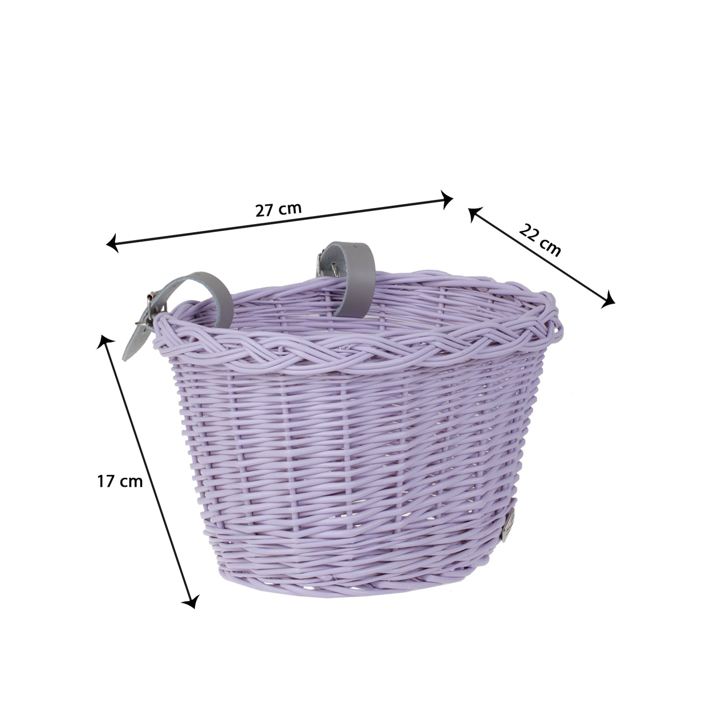 Paulus wiklinowy koszyczek rowerowy z paskami TheWickerStories