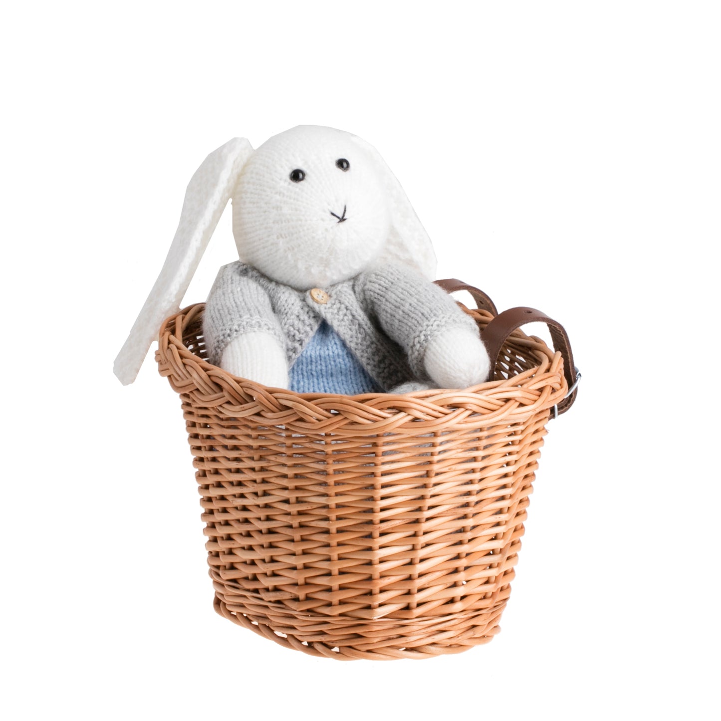 Paulus wiklinowy koszyczek na rower z paskami z ekoskóry TheWickerStories