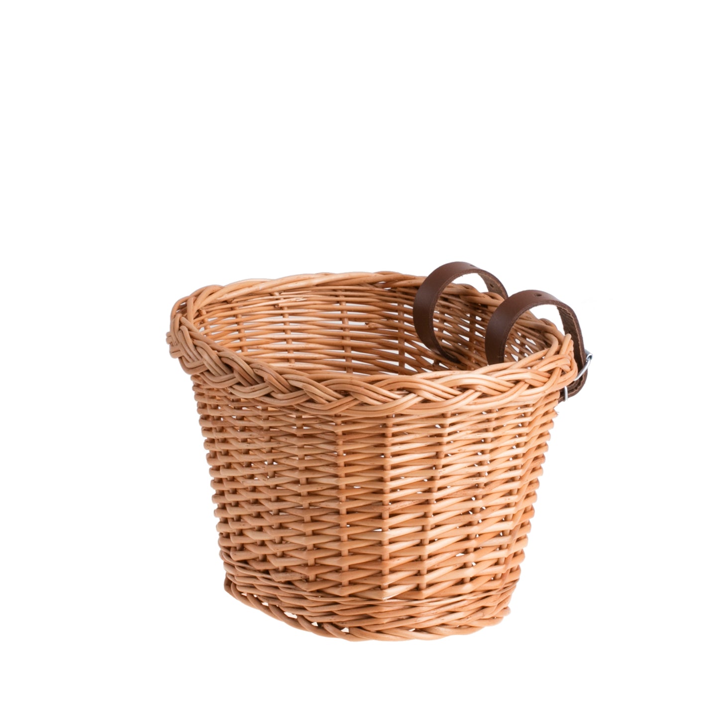 Paulus wiklinowy koszyczek na rower z paskami z ekoskóry TheWickerStories