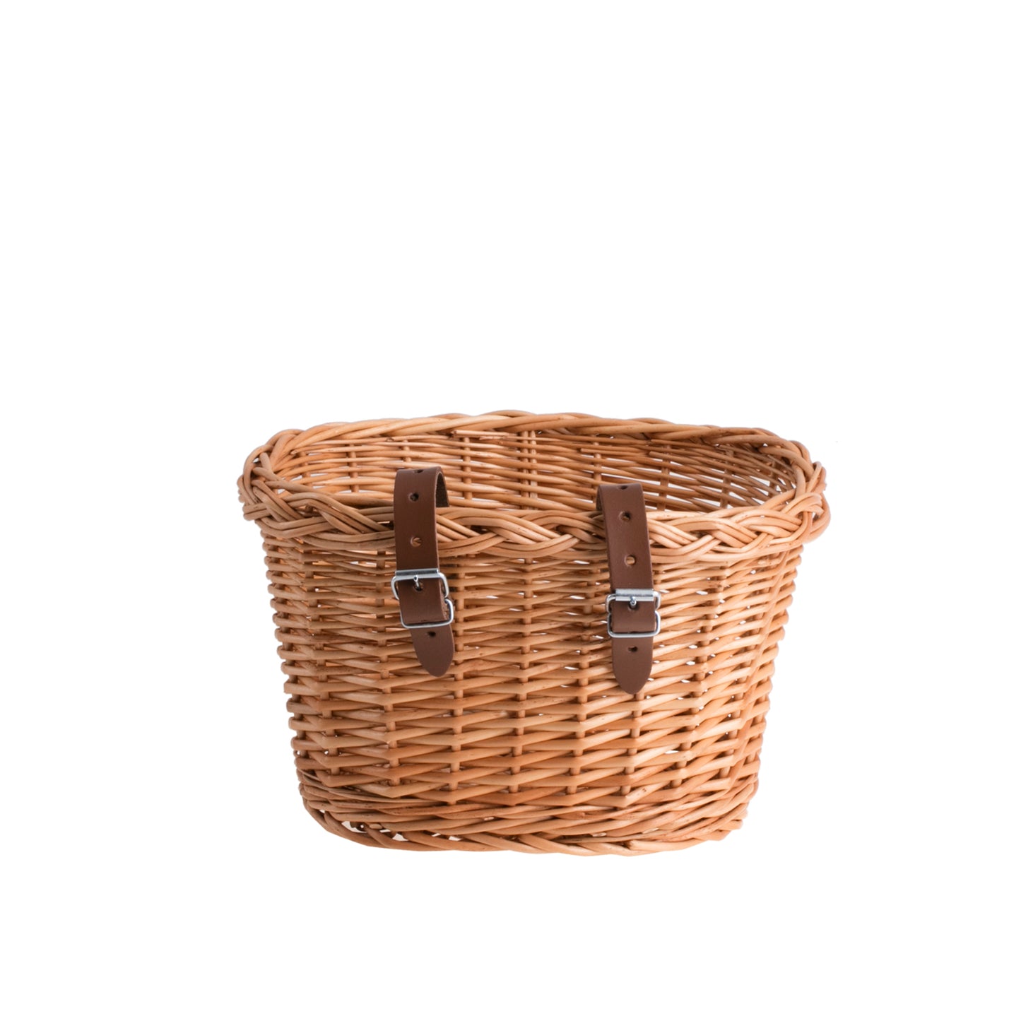 Paulus wiklinowy koszyczek na rower z paskami z ekoskóry TheWickerStories