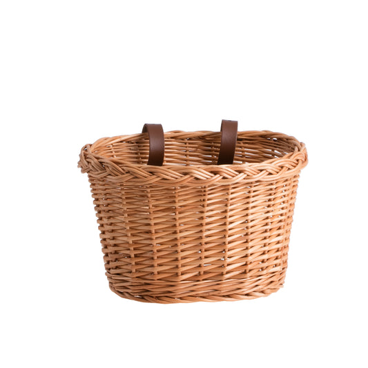 Paulus wiklinowy koszyczek na rower z paskami z ekoskóry TheWickerStories