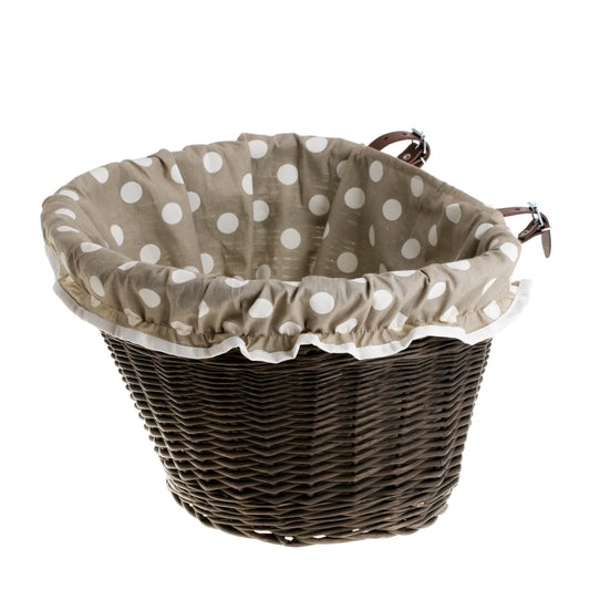 Paulus wiklinowy kosz na rower z beżowym obszyciem, na kierownicę TheWickerStories