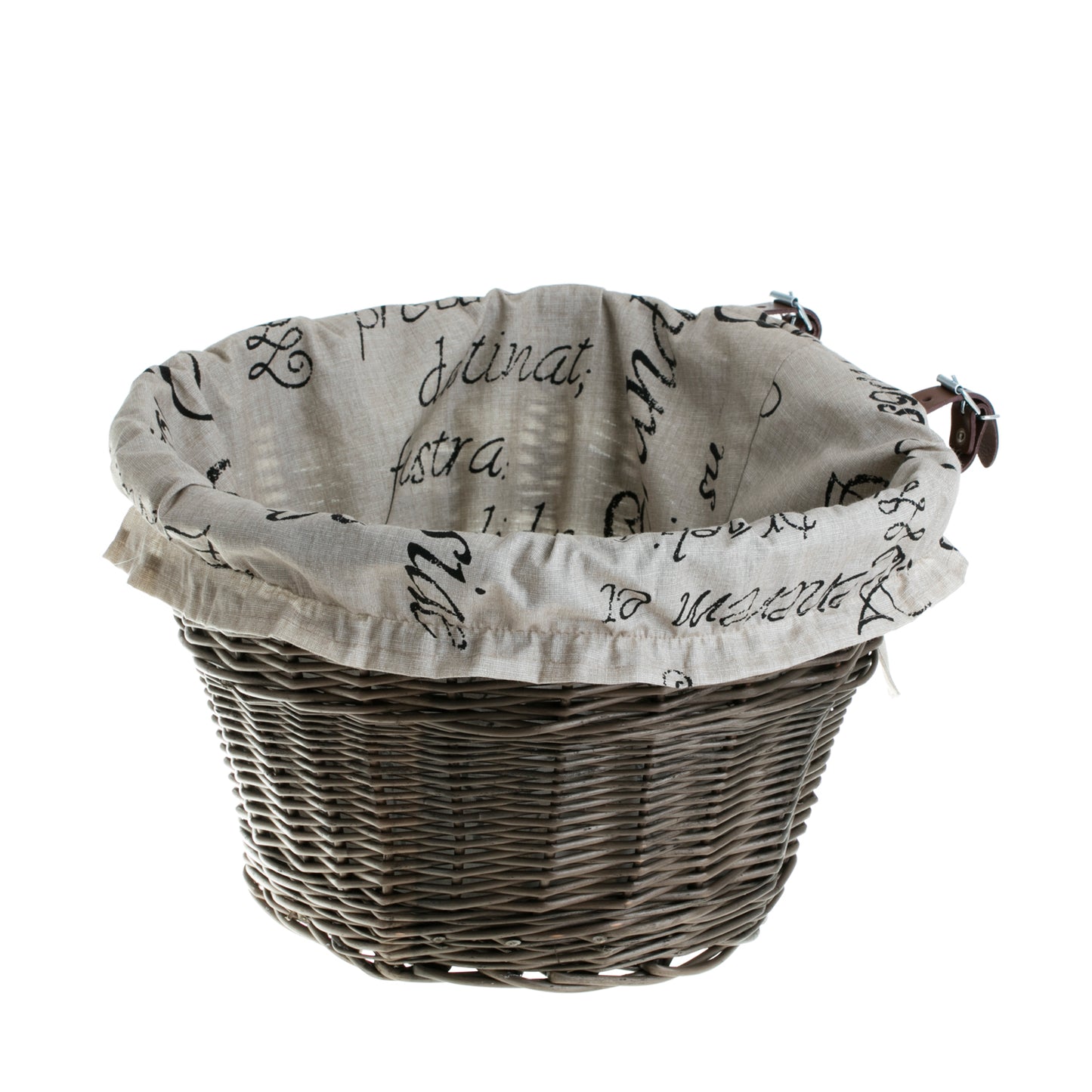 Paulus wiklinowy kosz na rower z beżowym obszyciem, z paskami TheWickerStories