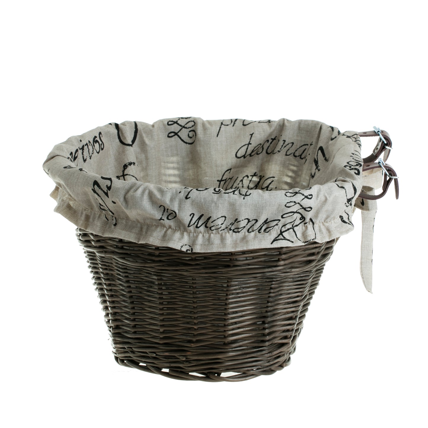 Paulus wiklinowy kosz na rower z beżowym obszyciem, z paskami TheWickerStories