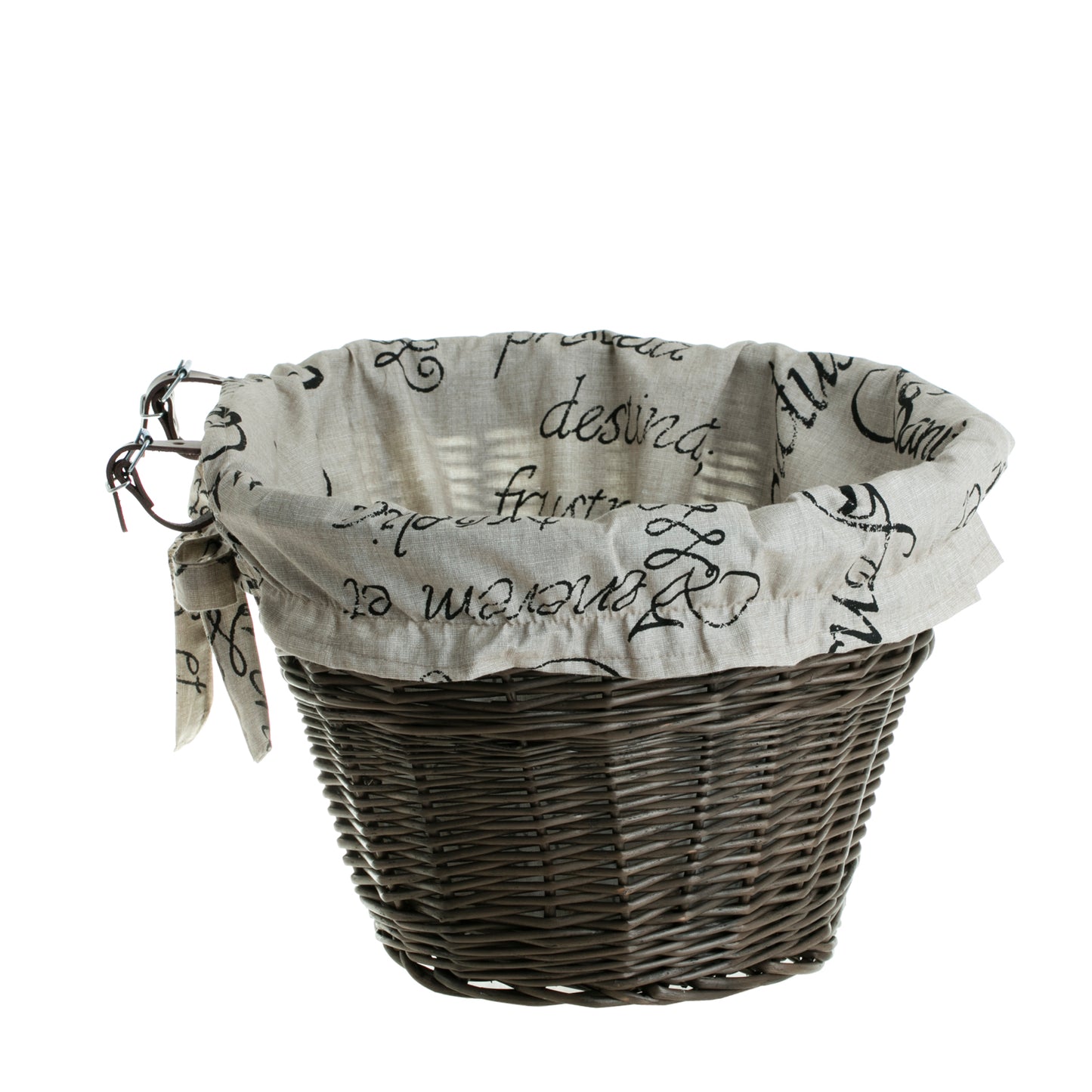 Paulus wiklinowy kosz na rower z beżowym obszyciem, z paskami TheWickerStories