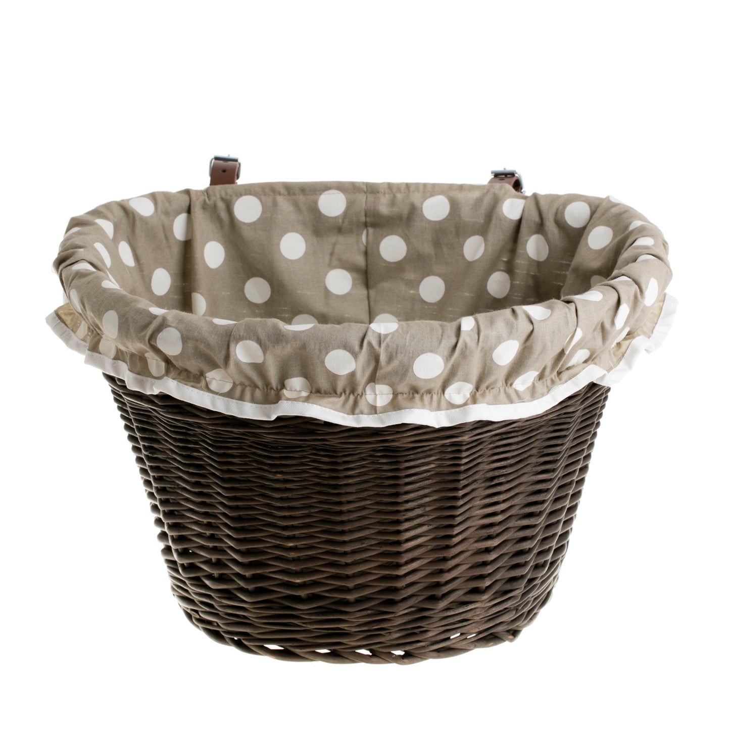 Paulus wiklinowy kosz na rower z beżowym obszyciem, na kierownicę TheWickerStories