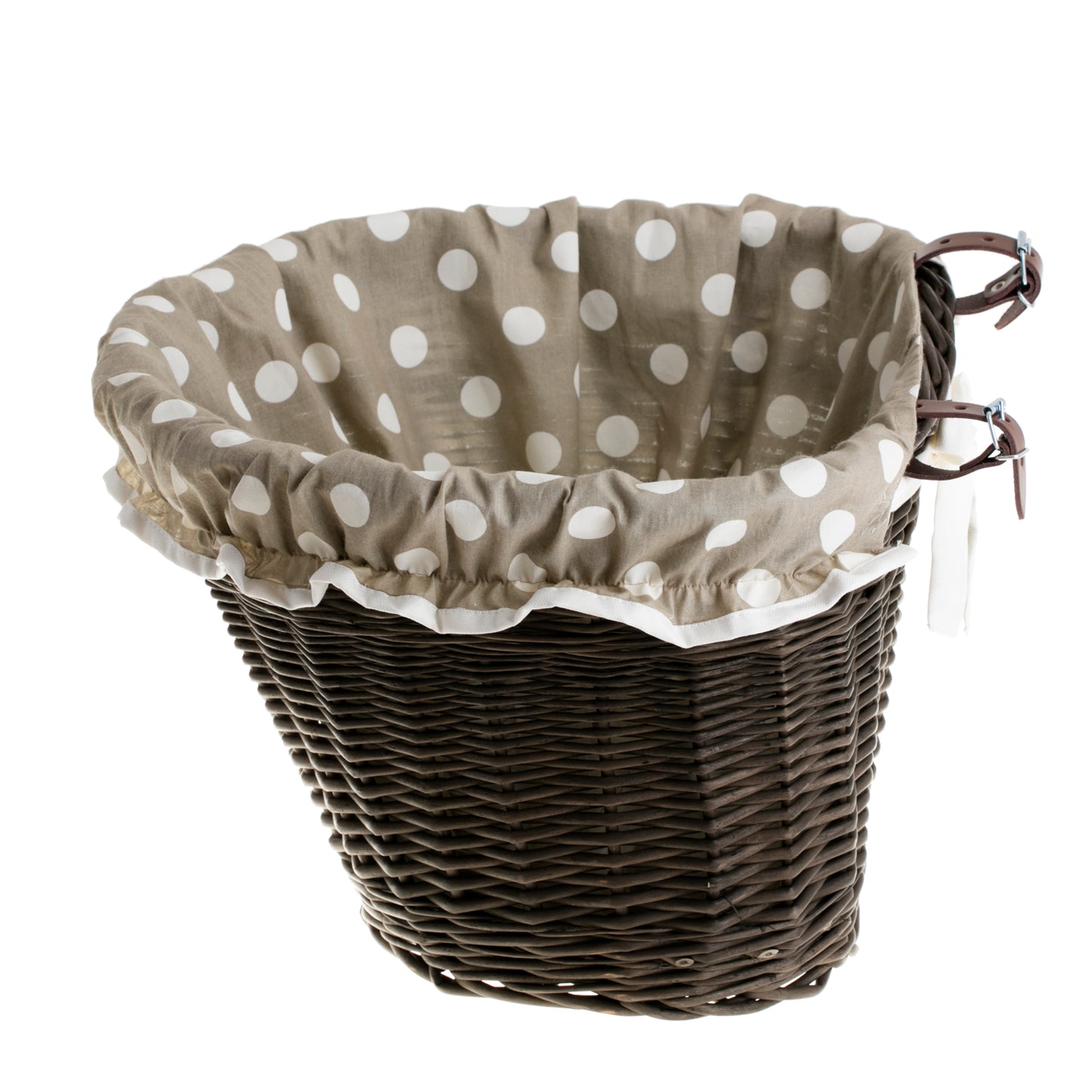 Paulus wiklinowy kosz na rower z beżowym obszyciem, na kierownicę TheWickerStories