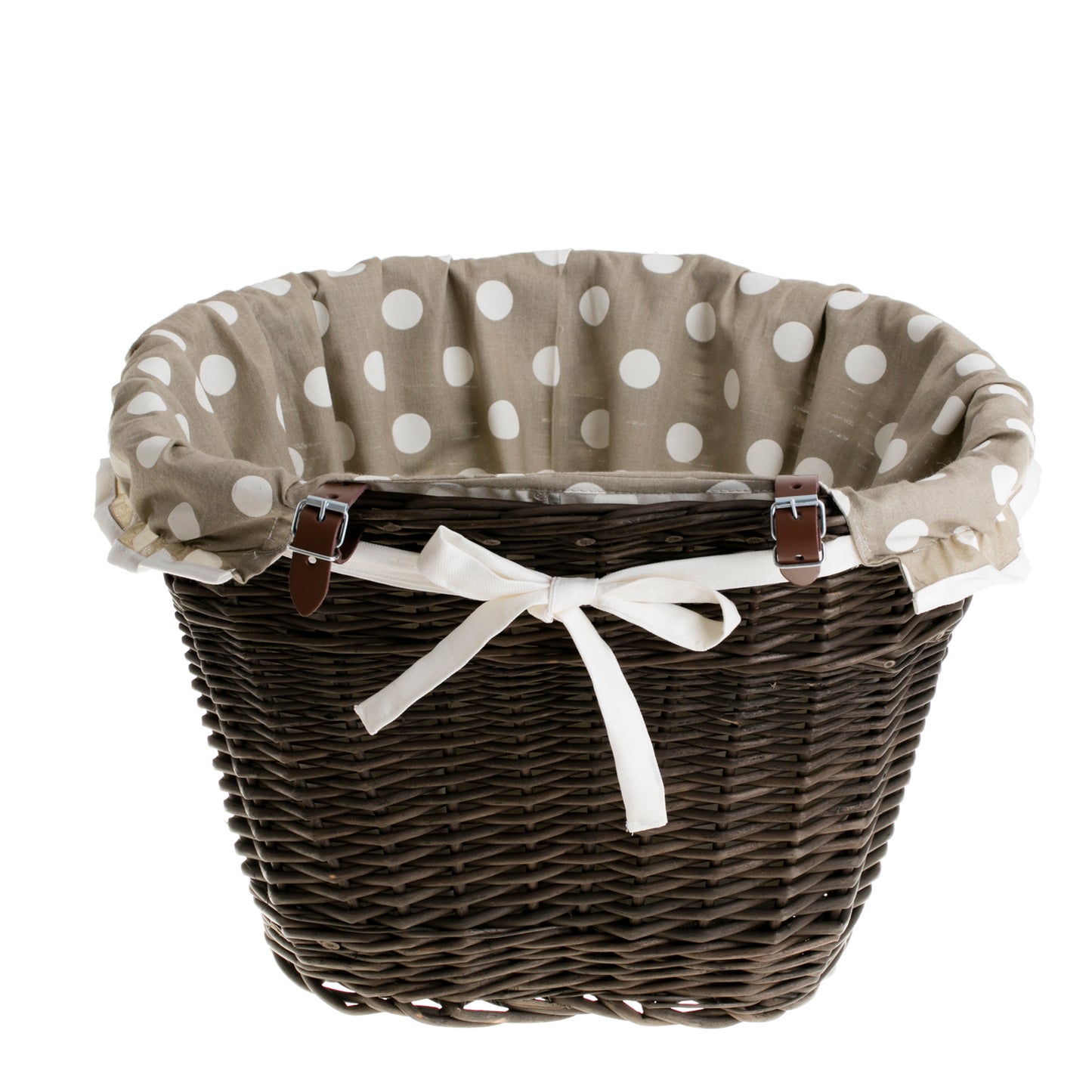 Paulus wiklinowy kosz na rower z beżowym obszyciem, na kierownicę TheWickerStories