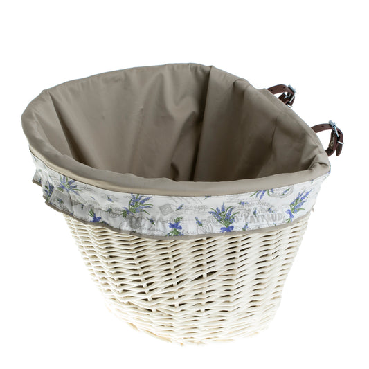 Paulus wiklinowy kosz na rower z beżowym obszyciem, z paskami TheWickerStories