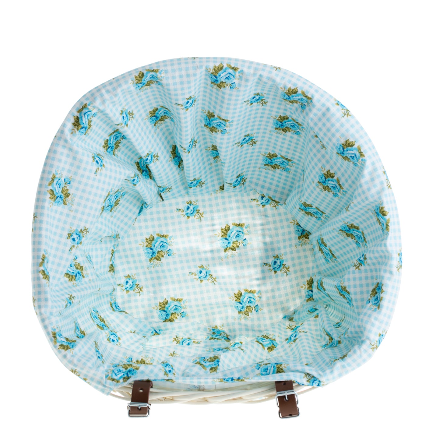 Paulus wiklinowy kosz na rower z błękitnym obszyciem, z paskami do kierownicy TheWickerStories