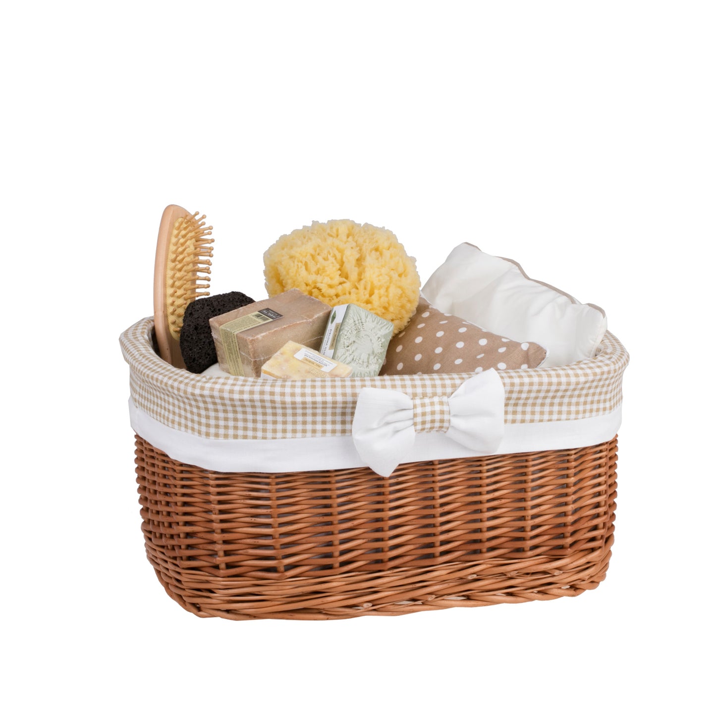 Nestor wiklinowy koszyk z beżowym obszyciem TheWickerStories