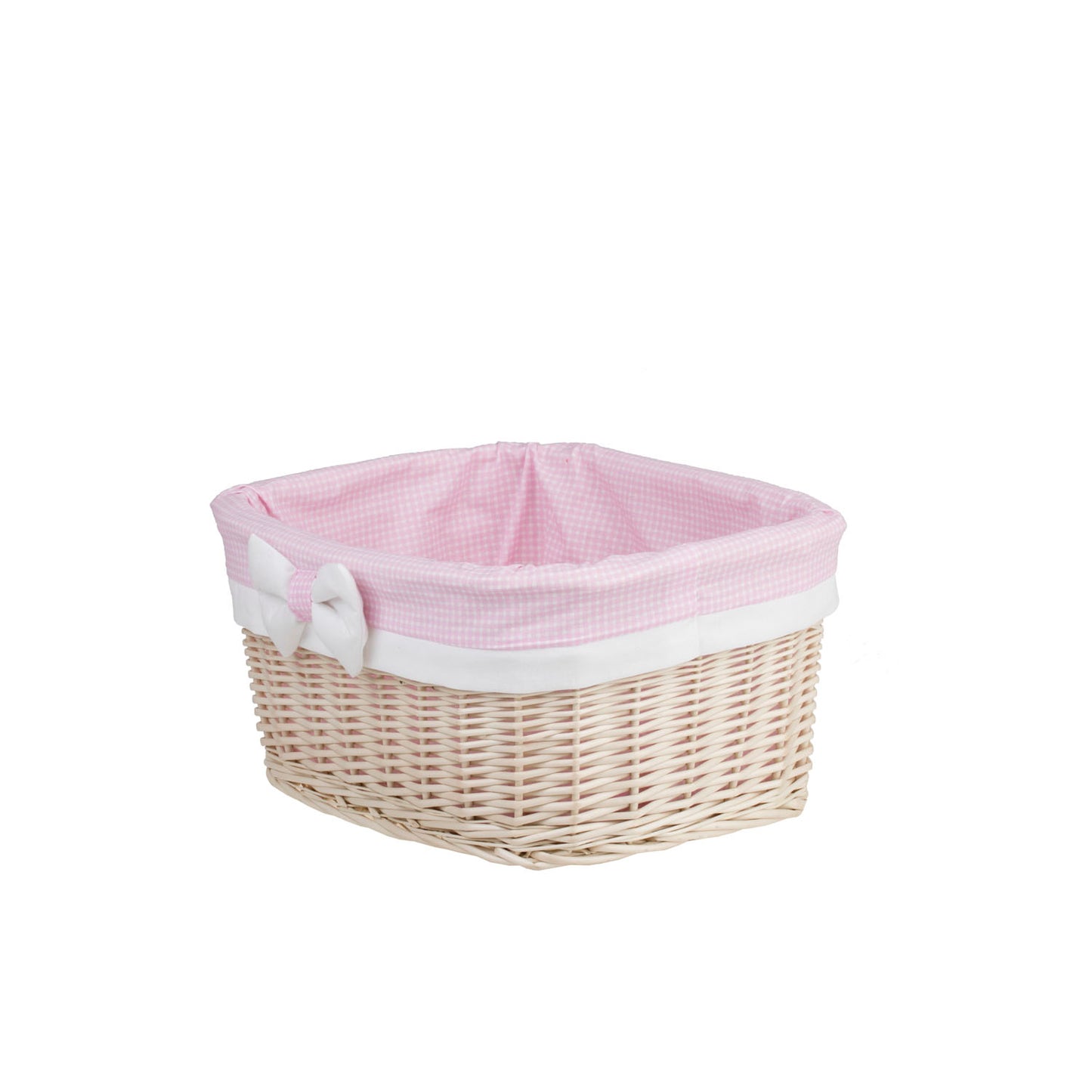 Nestor wiklinowy koszyczek z różowym obszyciem TheWickerStories