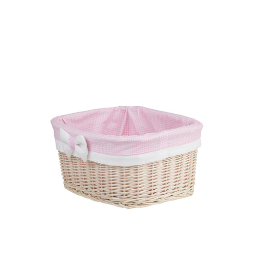 Nestor wiklinowy koszyczek z różowym obszyciem TheWickerStories