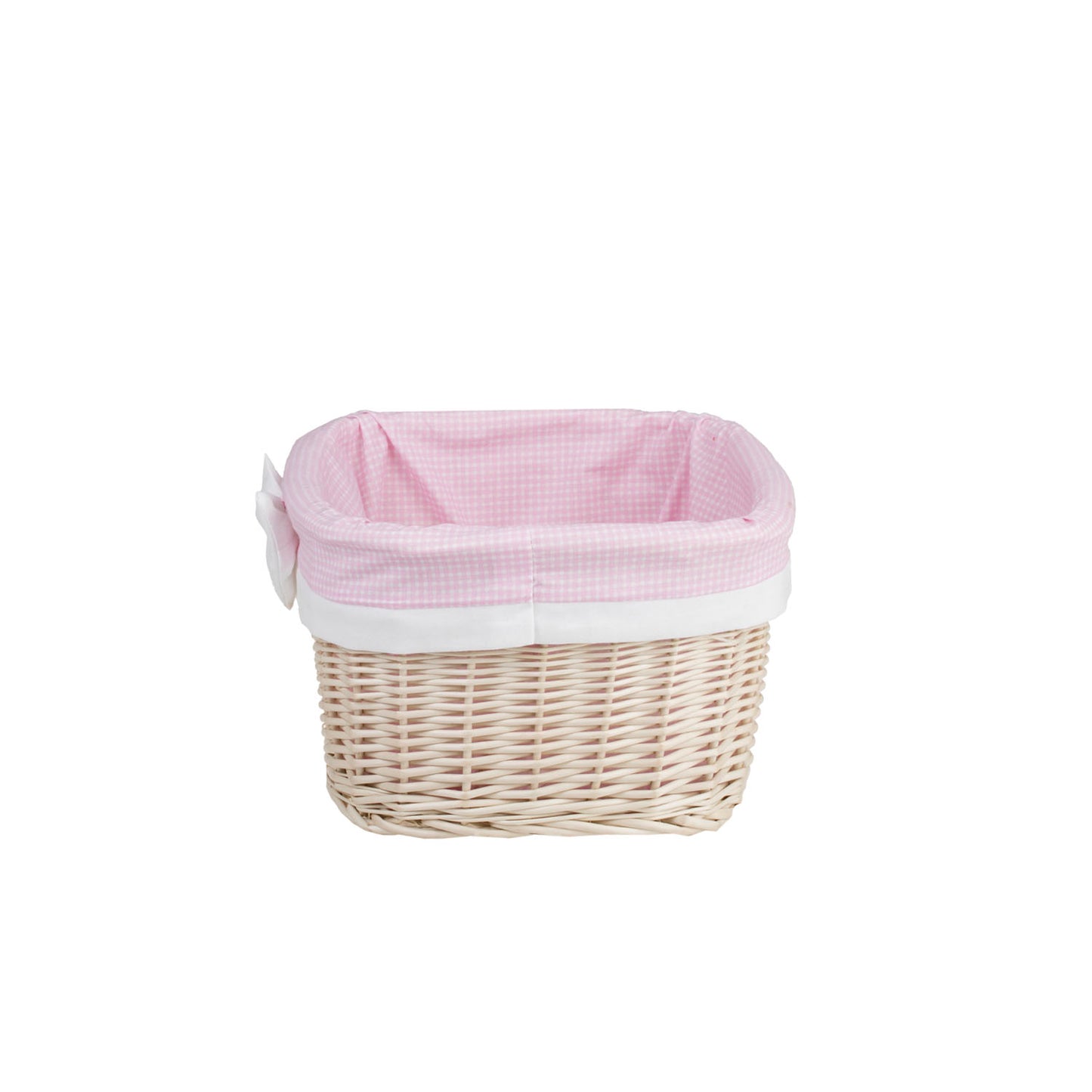 Nestor wiklinowy koszyczek z różowym obszyciem TheWickerStories