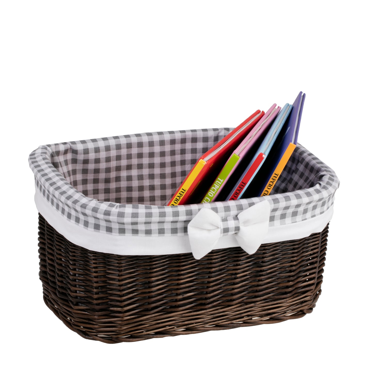 Nestor wiklinowy koszyczek z szarym obszyciem TheWickerStories