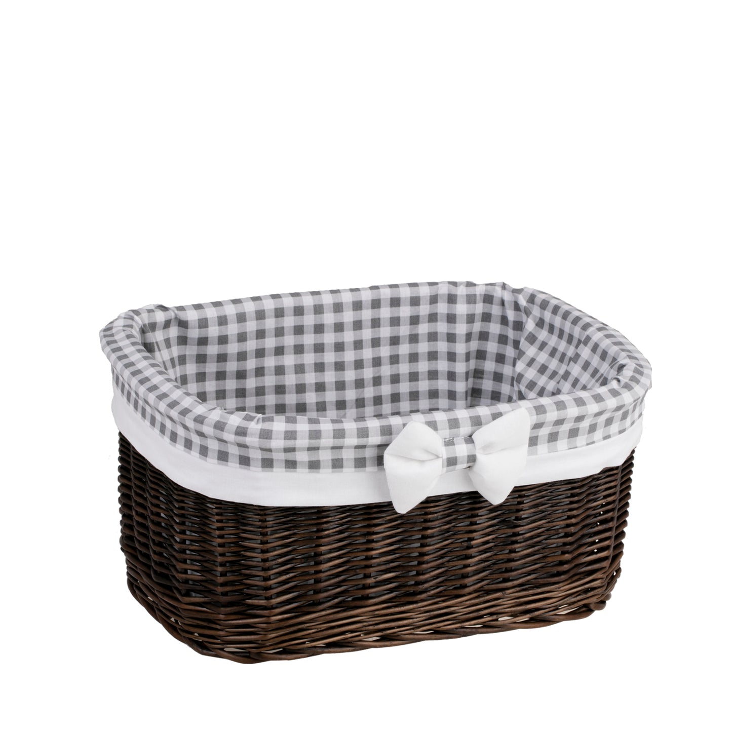 Nestor wiklinowy koszyczek z szarym obszyciem TheWickerStories
