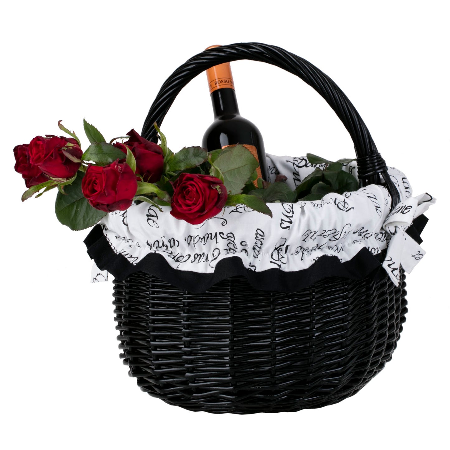 Werburga kosz na zakupy z rączką wiklinową i białym obszyciem TheWickerStories