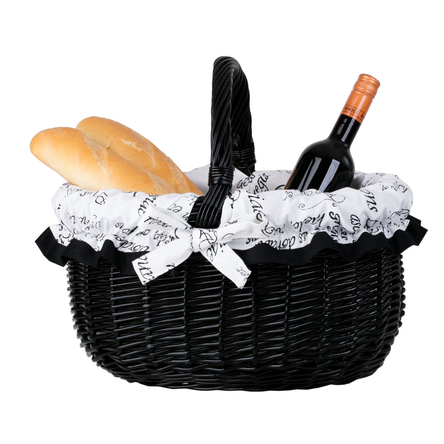 Werburga kosz na zakupy z rączką wiklinową i białym obszyciem TheWickerStories