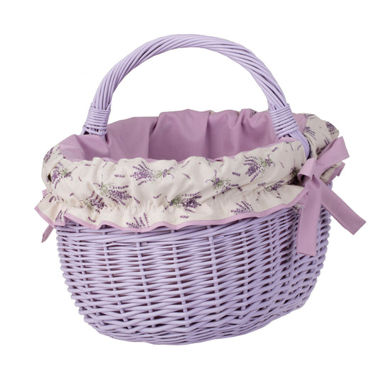 Werburga kosz na zakupy z rączką wiklinową i fioletowym obszyciem TheWickerStories