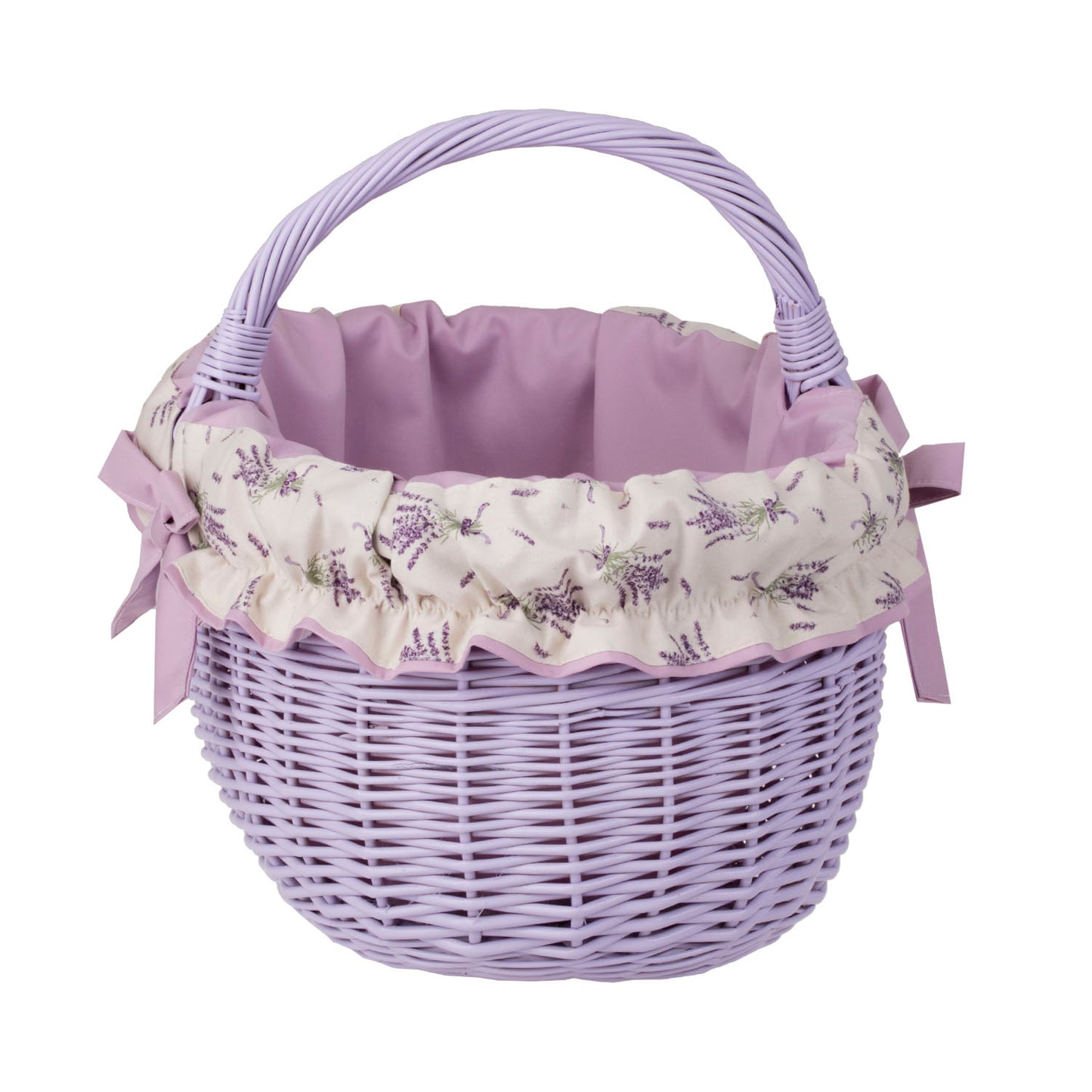Werburga kosz na zakupy z rączką wiklinową i fioletowym obszyciem TheWickerStories