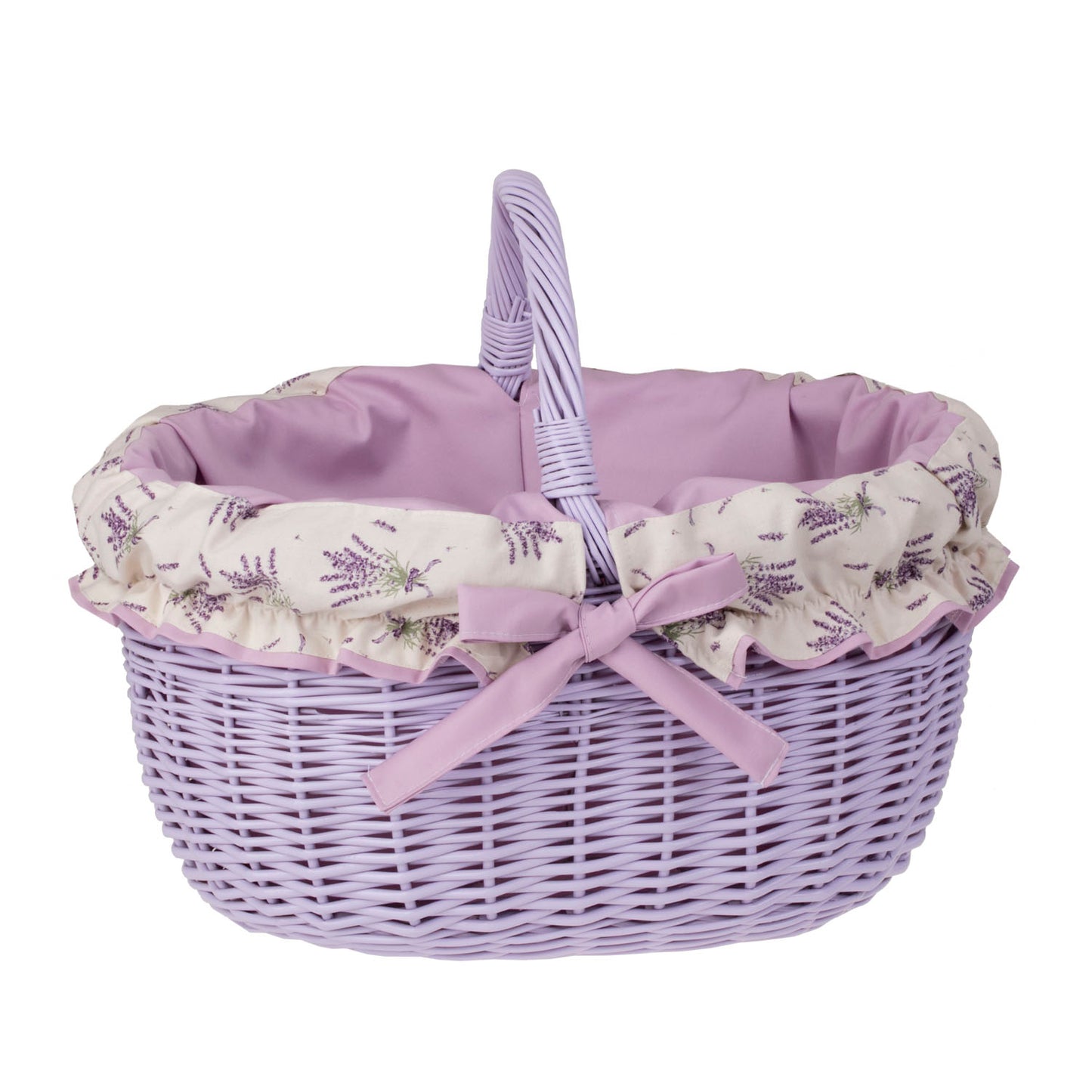 Werburga kosz na zakupy z rączką wiklinową i fioletowym obszyciem TheWickerStories