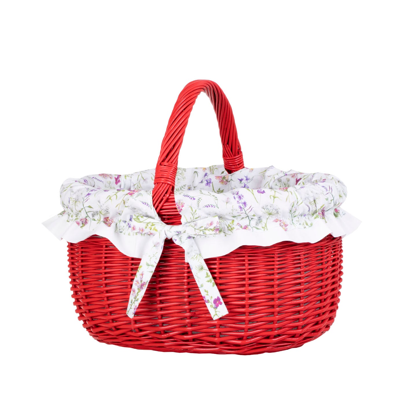 Werburga kosz na zakupy z rączką wiklinową i białym obszyciem TheWickerStories