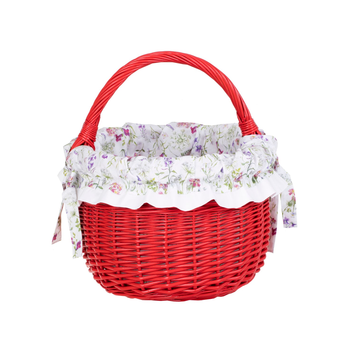 Werburga kosz na zakupy z rączką wiklinową i białym obszyciem TheWickerStories