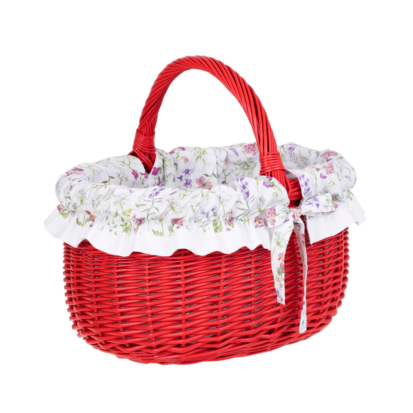 Werburga kosz na zakupy z rączką wiklinową i białym obszyciem TheWickerStories