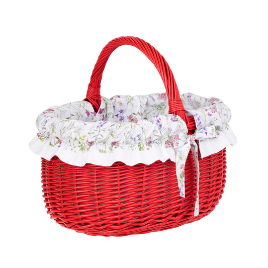 Werburga kosz na zakupy z rączką wiklinową i białym obszyciem TheWickerStories