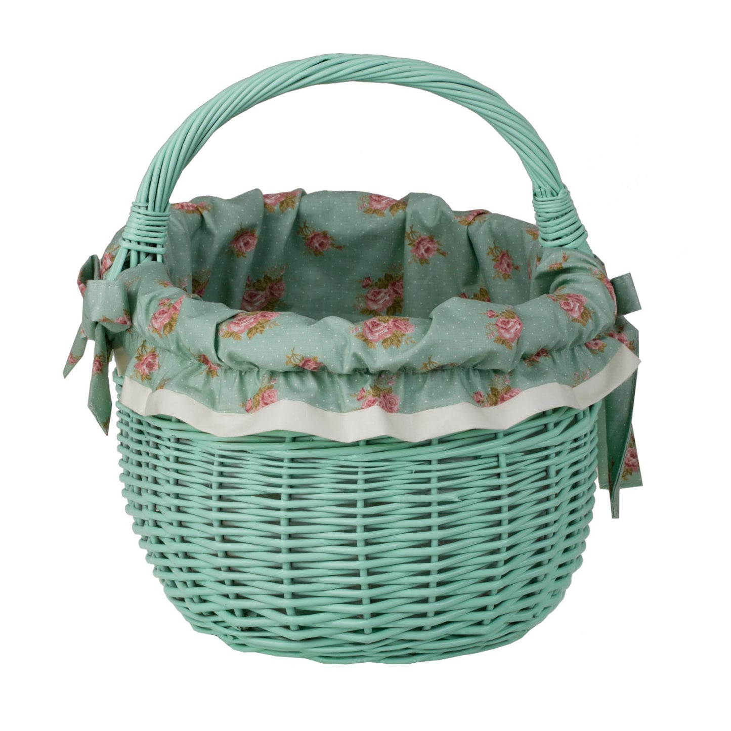 Werburga kosz na zakupy z rączką wiklinową i zielonym obszyciem TheWickerStories