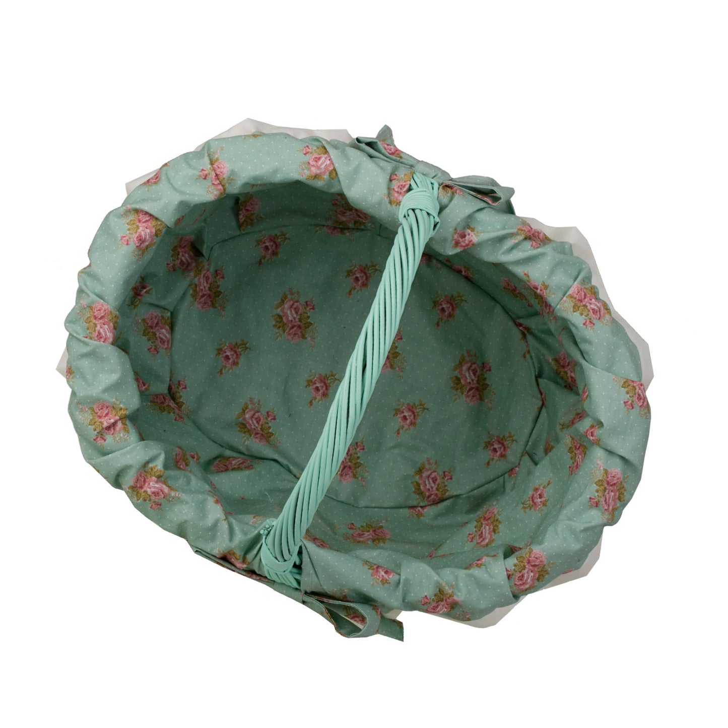 Werburga kosz na zakupy z rączką wiklinową i zielonym obszyciem TheWickerStories