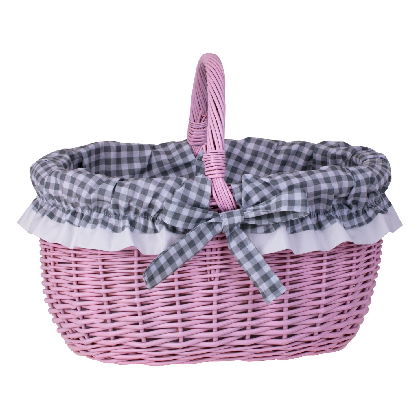 Werburga kosz na zakupy z rączką wiklinową i szarym obszyciem TheWickerStories