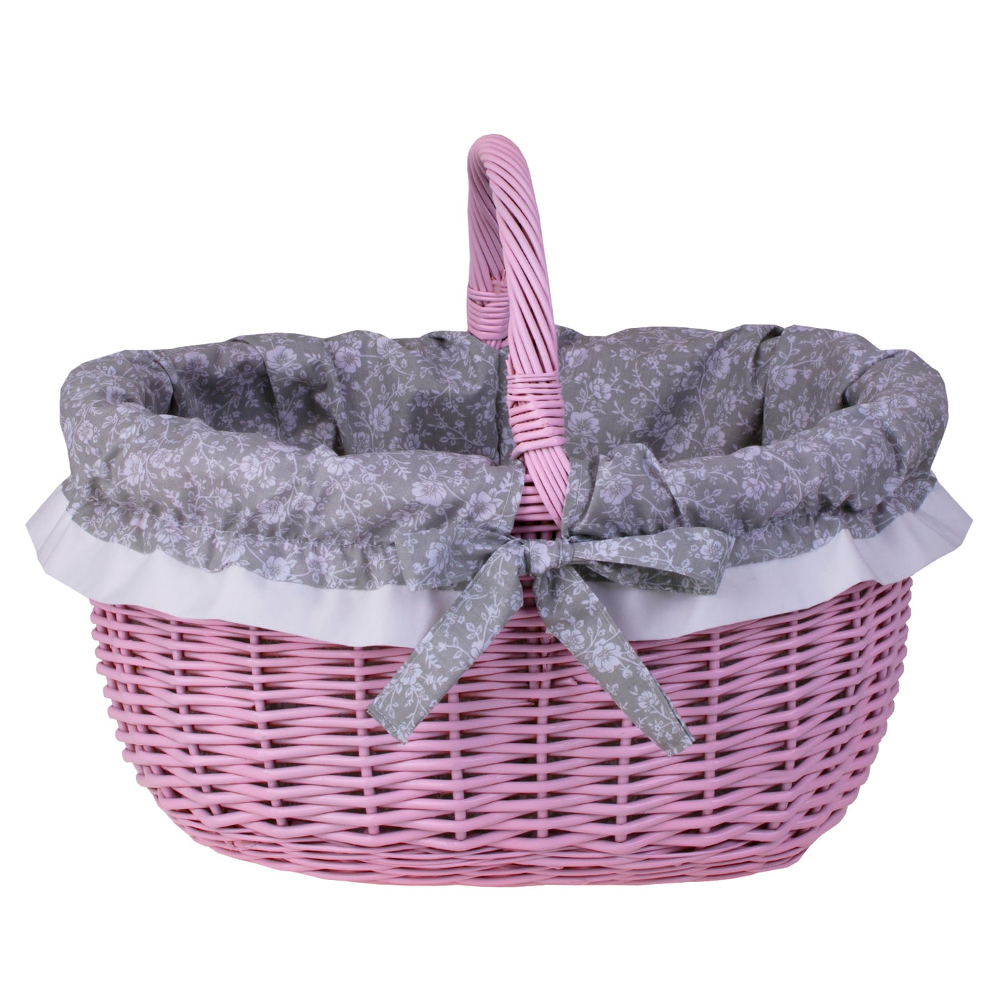 Werburga kosz na zakupy z rączką wiklinową i szarym obszyciem TheWickerStories