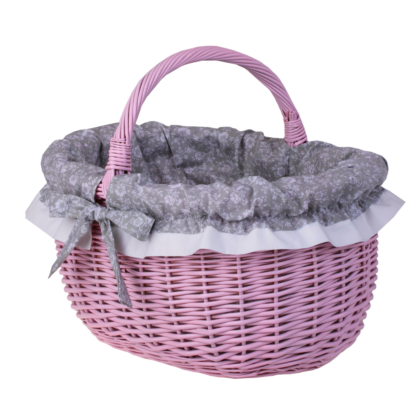 Werburga kosz na zakupy z rączką wiklinową i szarym obszyciem TheWickerStories