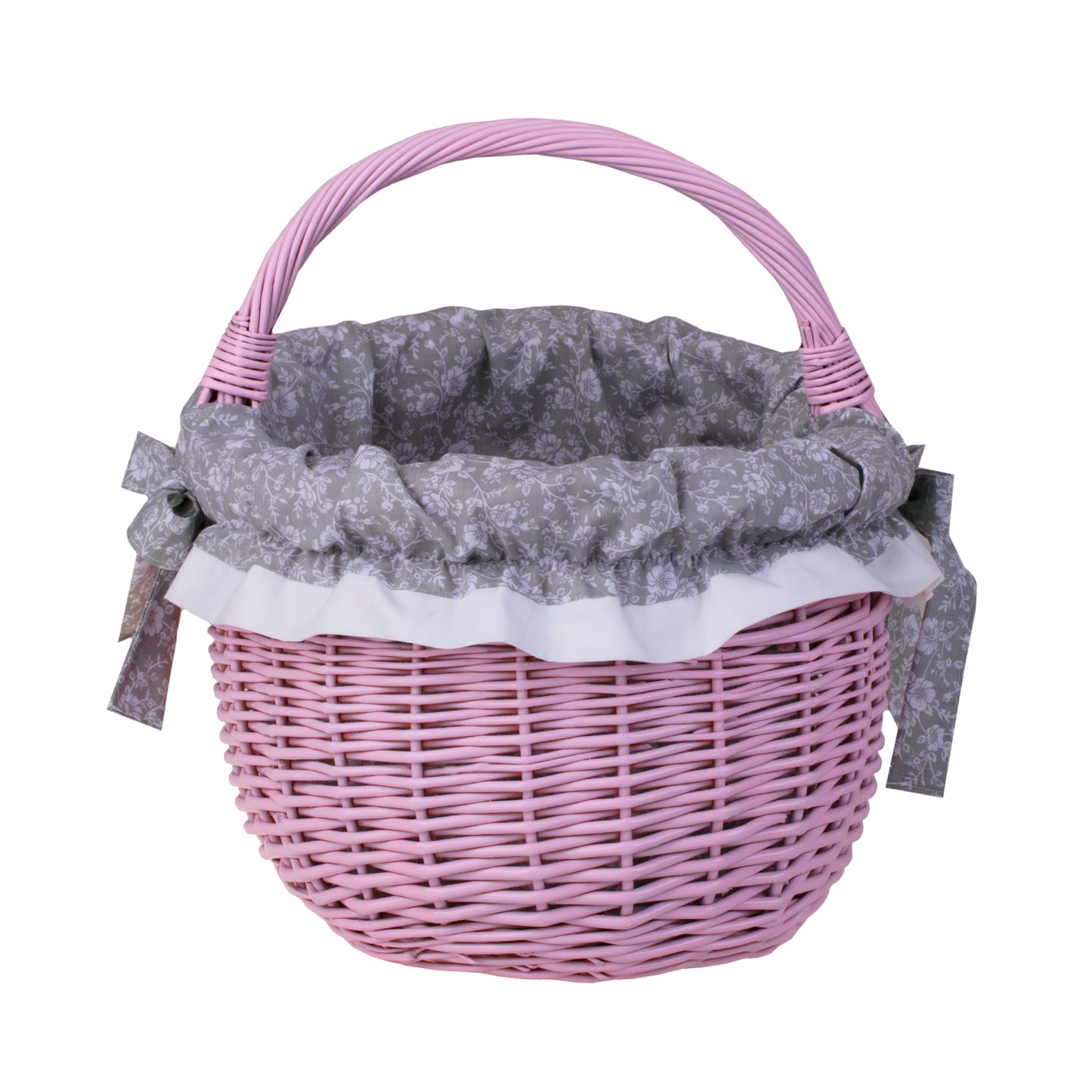 Werburga kosz na zakupy z rączką wiklinową i szarym obszyciem TheWickerStories