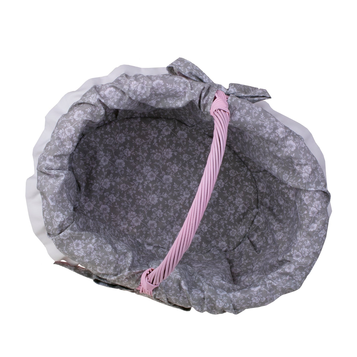 Werburga kosz na zakupy z rączką wiklinową i szarym obszyciem TheWickerStories