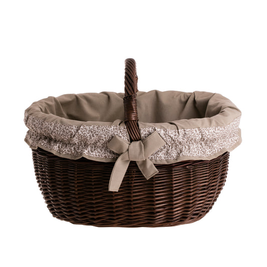 Werburga kosz na zakupy z rączką wiklinową i beżowym obszyciem TheWickerStories