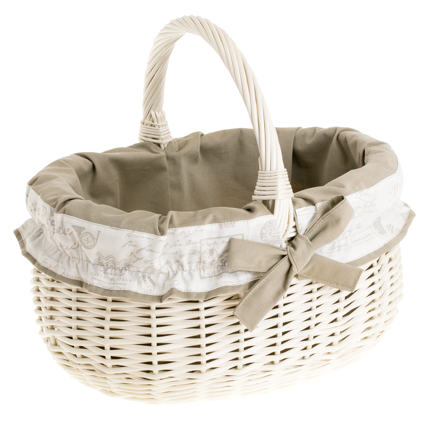 Werburga kosz na zakupy z rączką wiklinową i beżowym obszyciem TheWickerStories