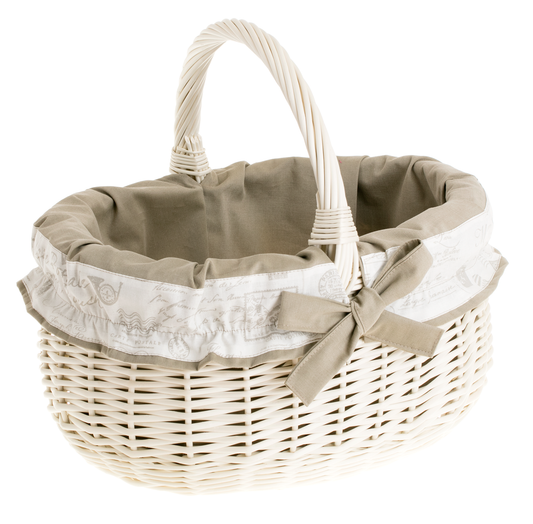 Werburga kosz na zakupy z rączką wiklinową i beżowym obszyciem TheWickerStories