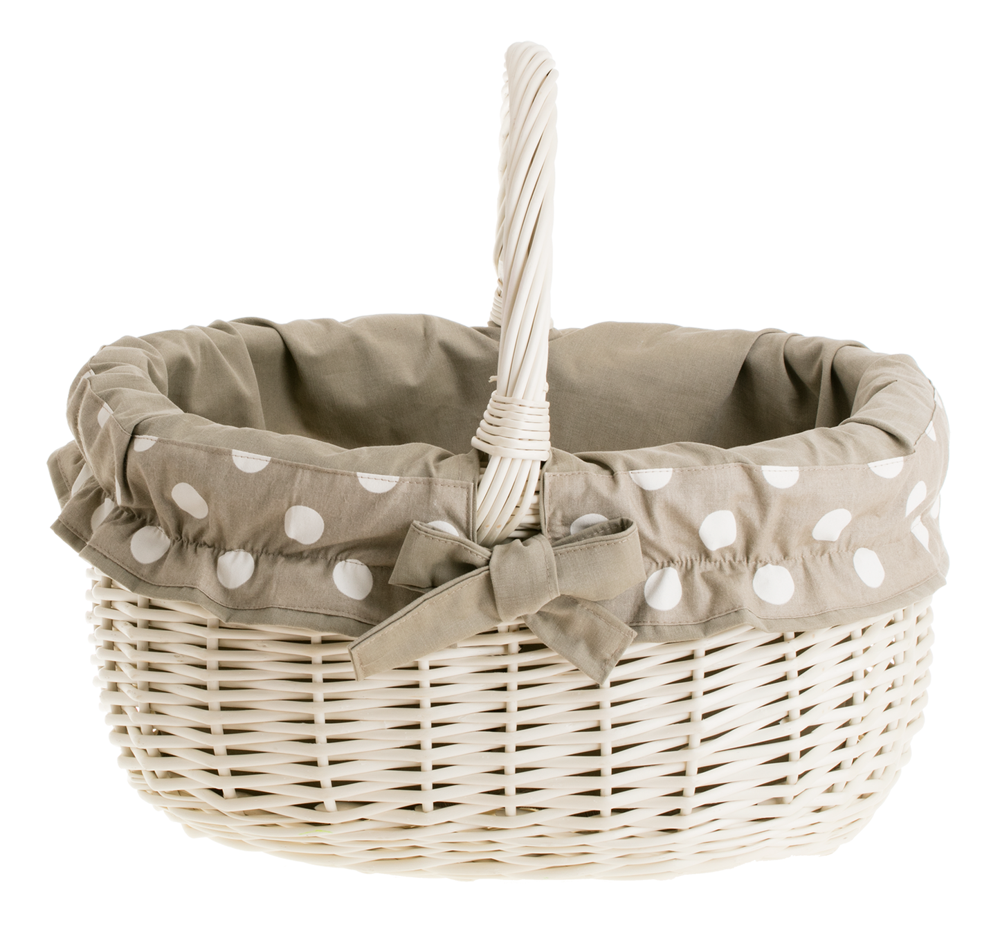 Werburga kosz na zakupy z rączką wiklinową i beżowym obszyciem TheWickerStories