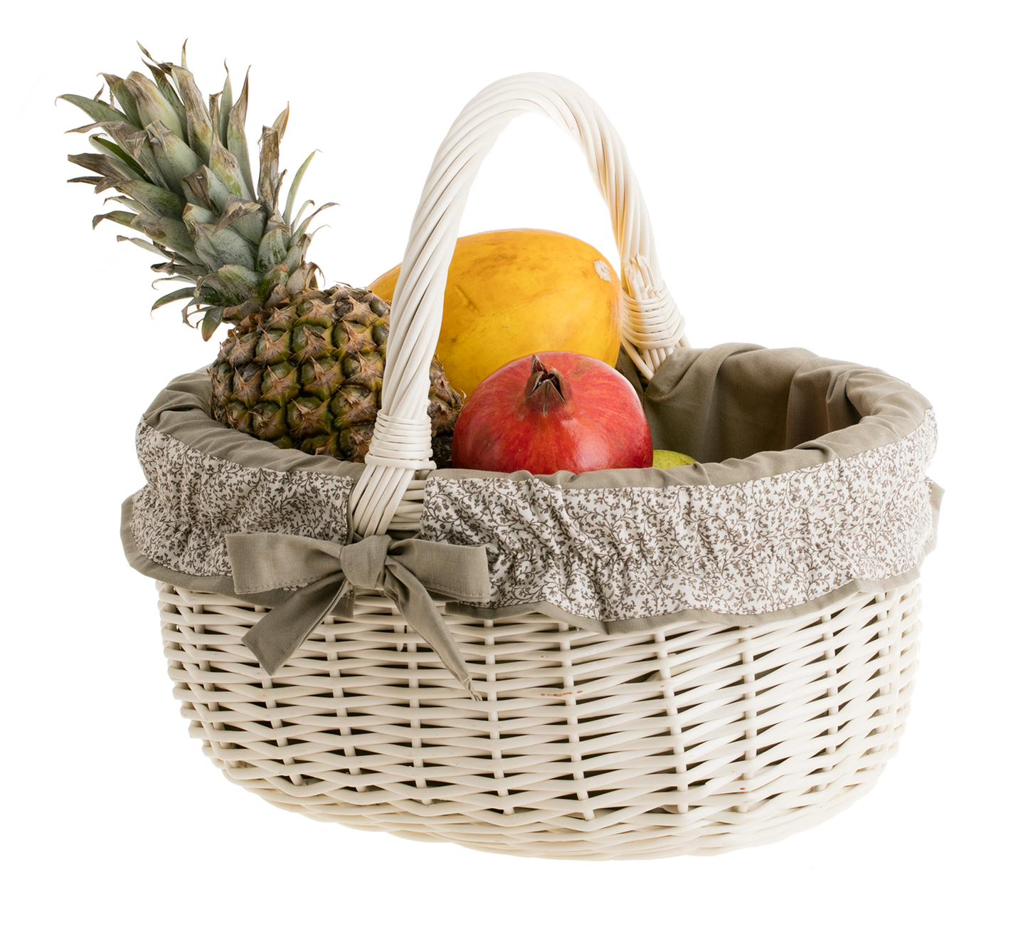 Werburga kosz na zakupy z rączką wiklinową i beżowym obszyciem TheWickerStories